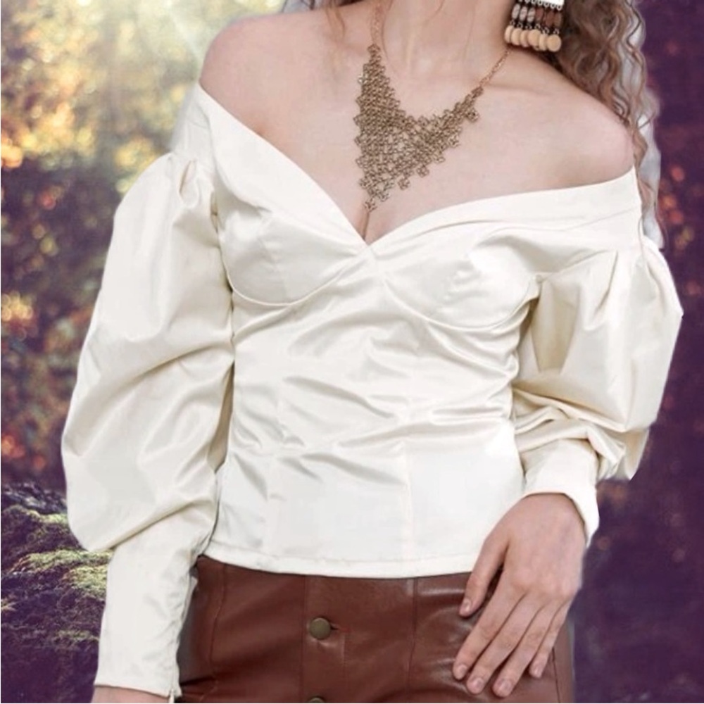 Elegant Off-Shoulder Cream Top